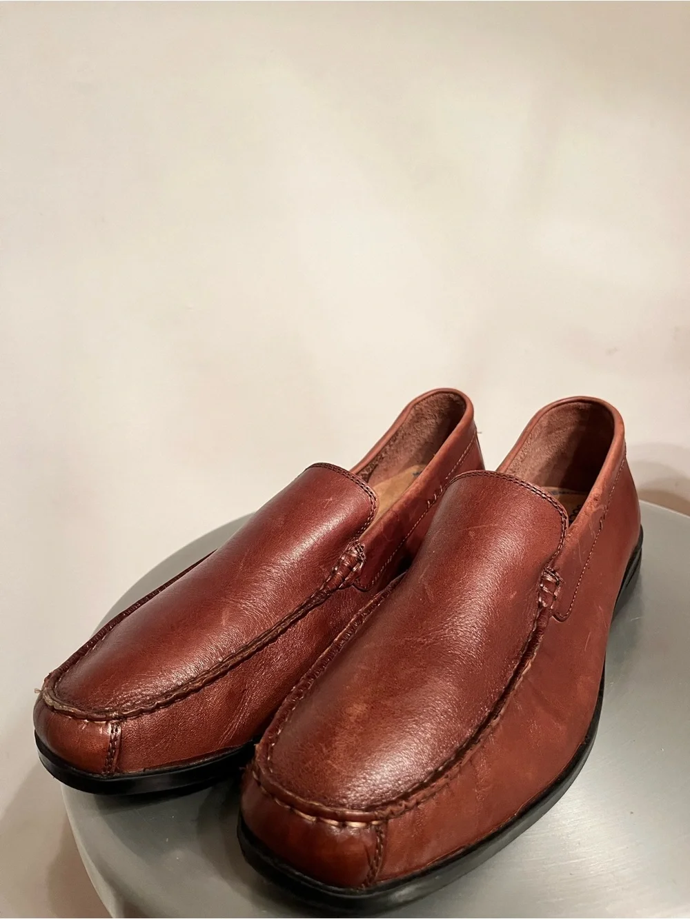 Dockers Men’s Brown Leather Slip-On Loafers Memory Foam Comfort Shoes Sz 10